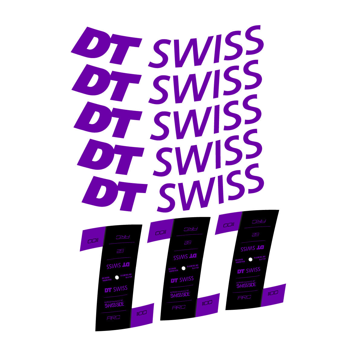 Adesivi Cerchi Bici DT Swiss ARC 1100 62mm 2020-2026 in vinile - Viola
