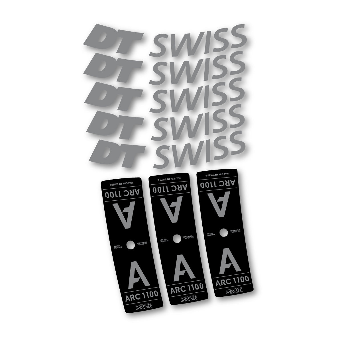 Adesivi Cerchi Bici DT Swiss ARC 1100 85mm 2025-2026 in vinile - Grigio Topo