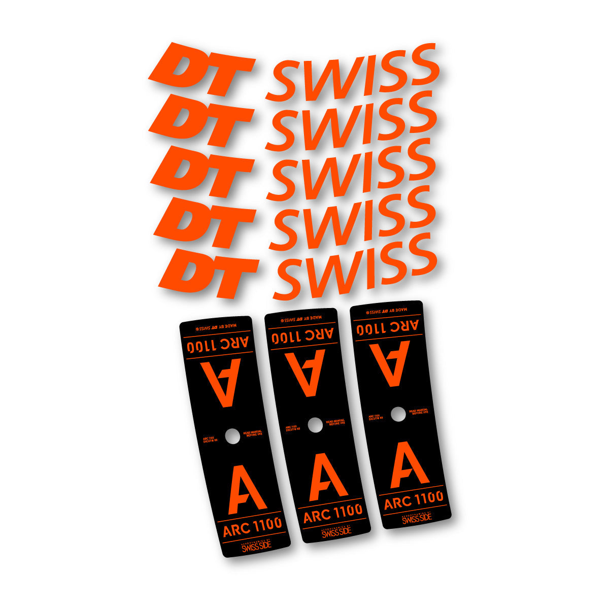 Adesivi Cerchi Bici DT Swiss ARC 1100 85mm 2025-2026 in vinile - Arancione Fluo