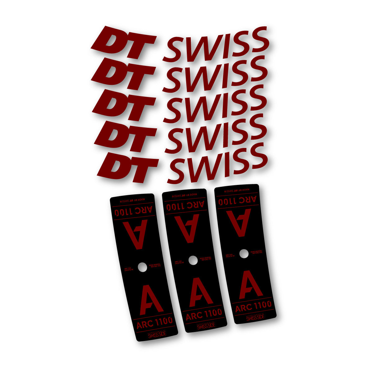 Adesivi Cerchi Bici DT Swiss ARC 1100 85mm 2025-2026 in vinile - Rosso Bordeaux