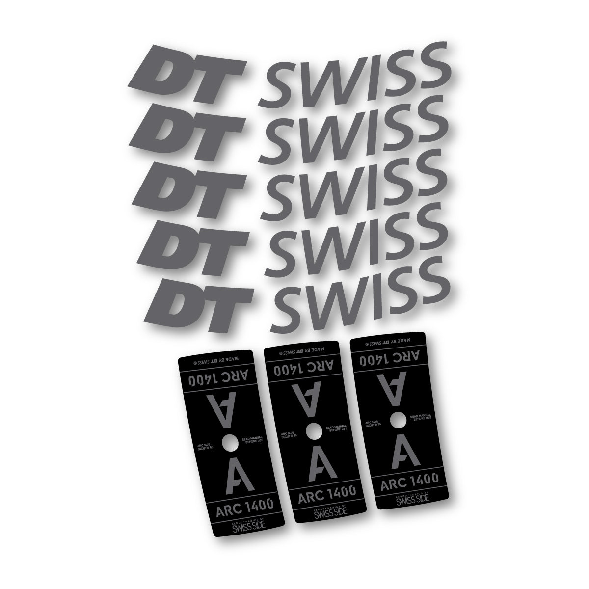Adesivi Cerchi Bici DT Swiss ARC 1400 55mm 2025-2026 in vinile - Grigio Mistico
