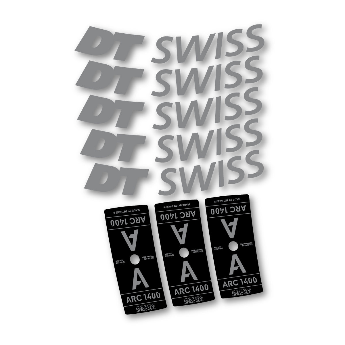 Adesivi Cerchi Bici DT Swiss ARC 1400 55mm 2025-2026 in vinile - Grigio Topo