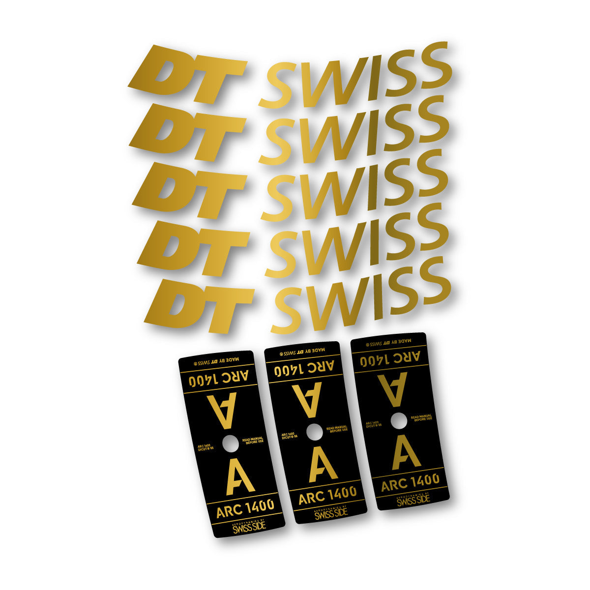 Adesivi Cerchi Bici DT Swiss ARC 1400 55mm 2025-2026 in vinile - Oro