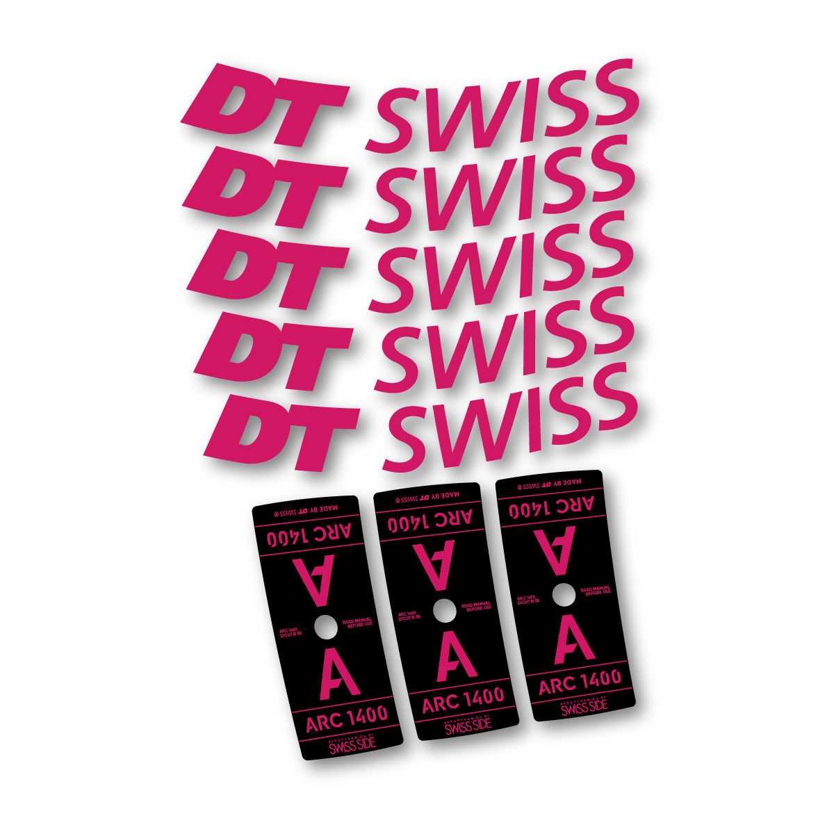 Adesivi Cerchi Bici DT Swiss ARC 1400 55mm 2025-2026 in vinile - Rosa Scuro