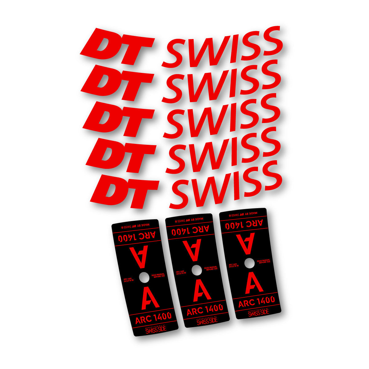 Adesivi Cerchi Bici DT Swiss ARC 1400 55mm 2025-2026 in vinile - Rosso