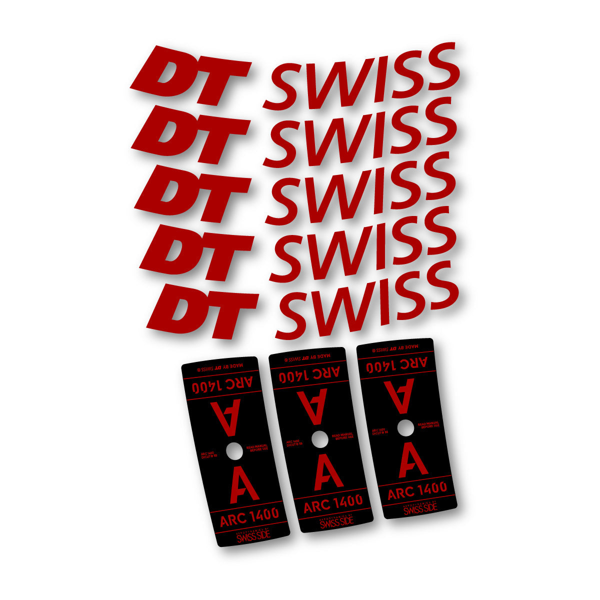 Adesivi Cerchi Bici DT Swiss ARC 1400 55mm 2025-2026 in vinile - Rosso Scuro