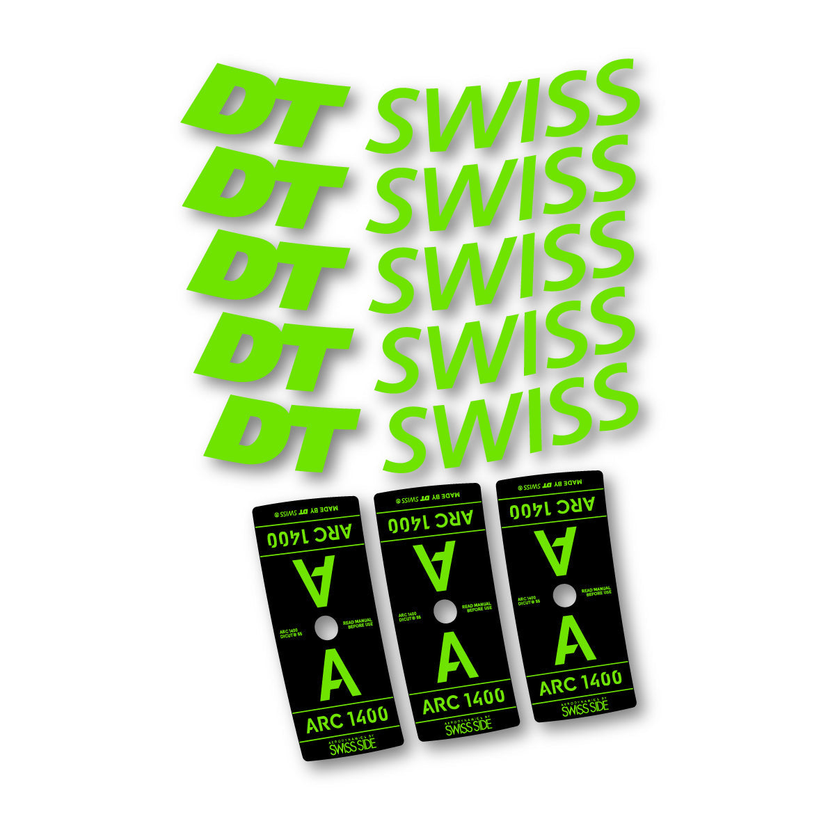 Adesivi Cerchi Bici DT Swiss ARC 1400 55mm 2025-2026 in vinile - Verde Pistacchio