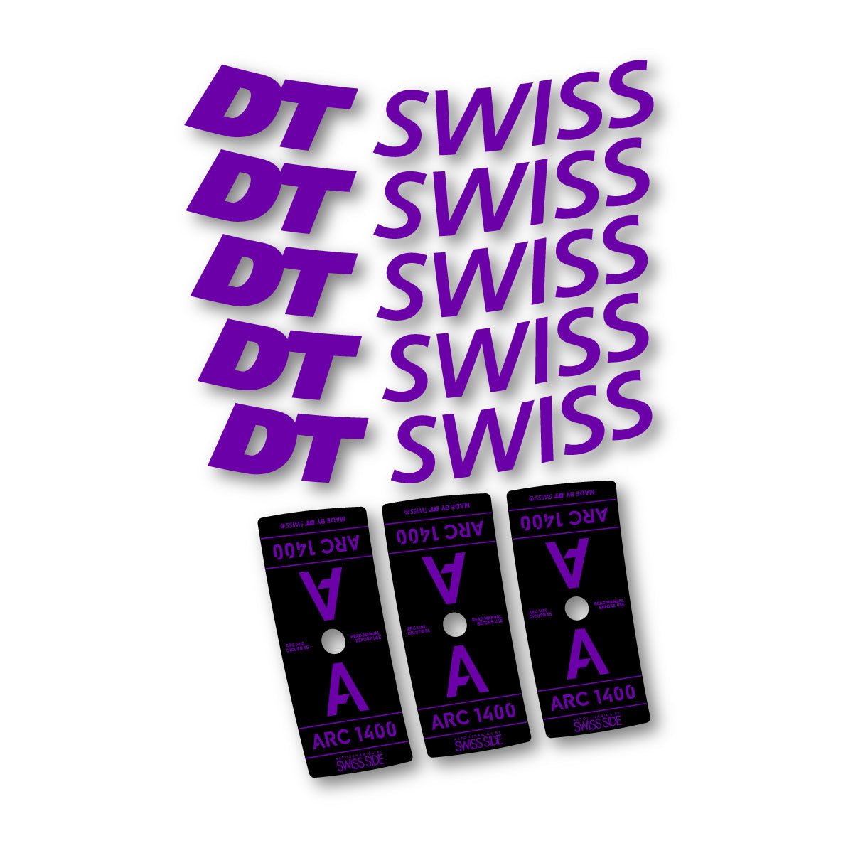 Adesivi Cerchi Bici DT Swiss ARC 1400 55mm 2025-2026 in vinile - Viola