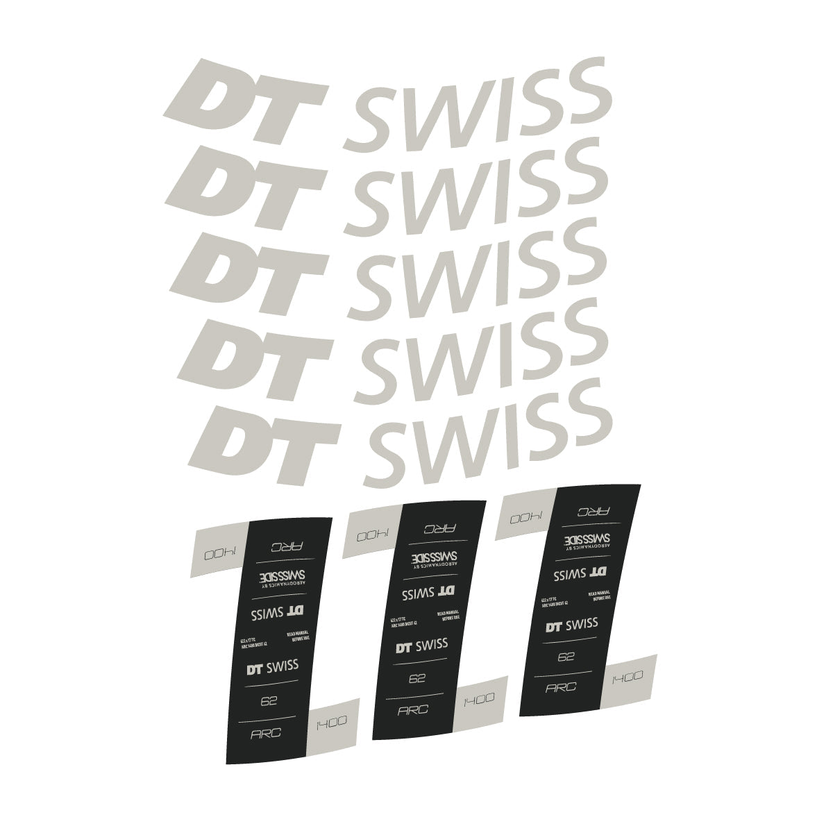 Adesivi Cerchi Bici DT Swiss ARC 1400 62mm 2020-2026 in vinile - Grigio Pastello