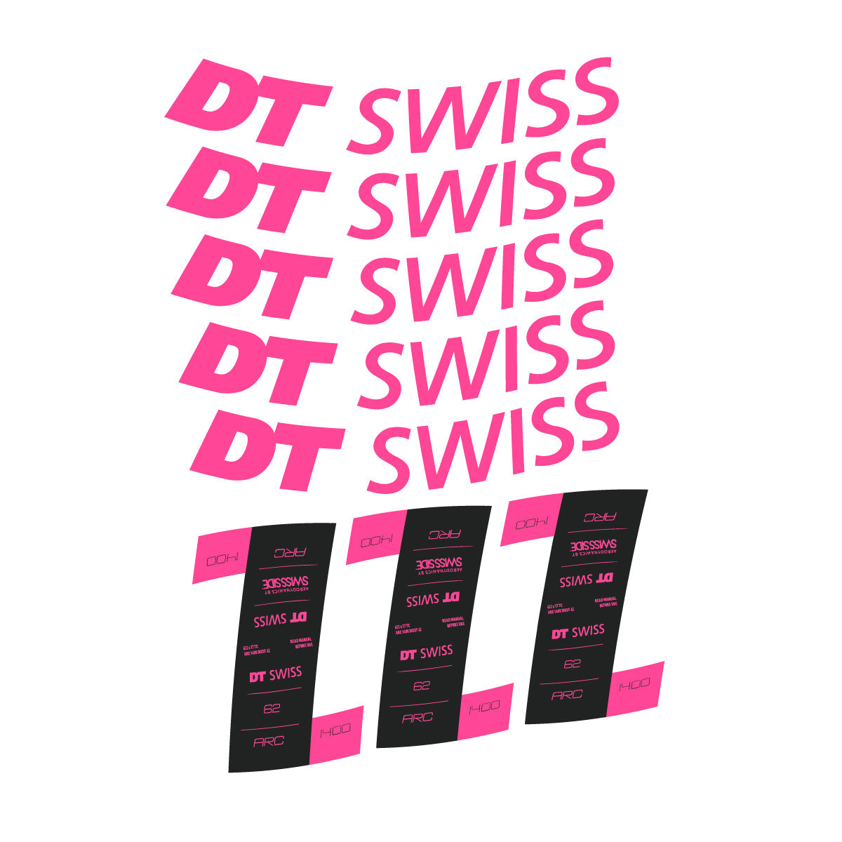Adesivi Cerchi Bici DT Swiss ARC 1400 62mm 2020-2026 in vinile - Rosa Confetto