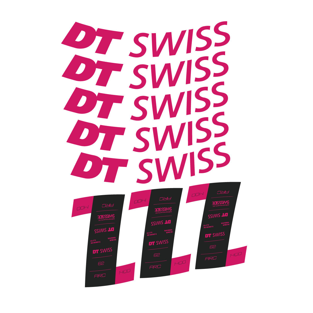 Adesivi Cerchi Bici DT Swiss ARC 1400 62mm 2020-2026 in vinile - Rosa Scuro