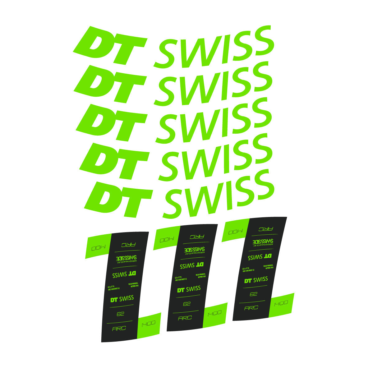 Adesivi Cerchi Bici DT Swiss ARC 1400 62mm 2020-2026 in vinile - Verde Pistacchio