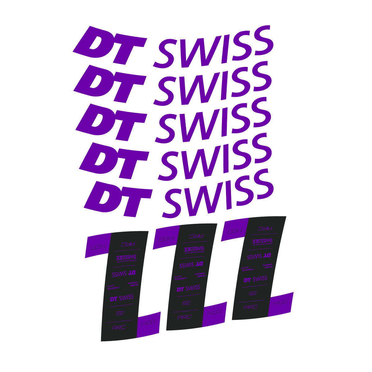 Adesivi Cerchi Bici DT Swiss ARC 1400 62mm 2020-2026 in vinile - Viola