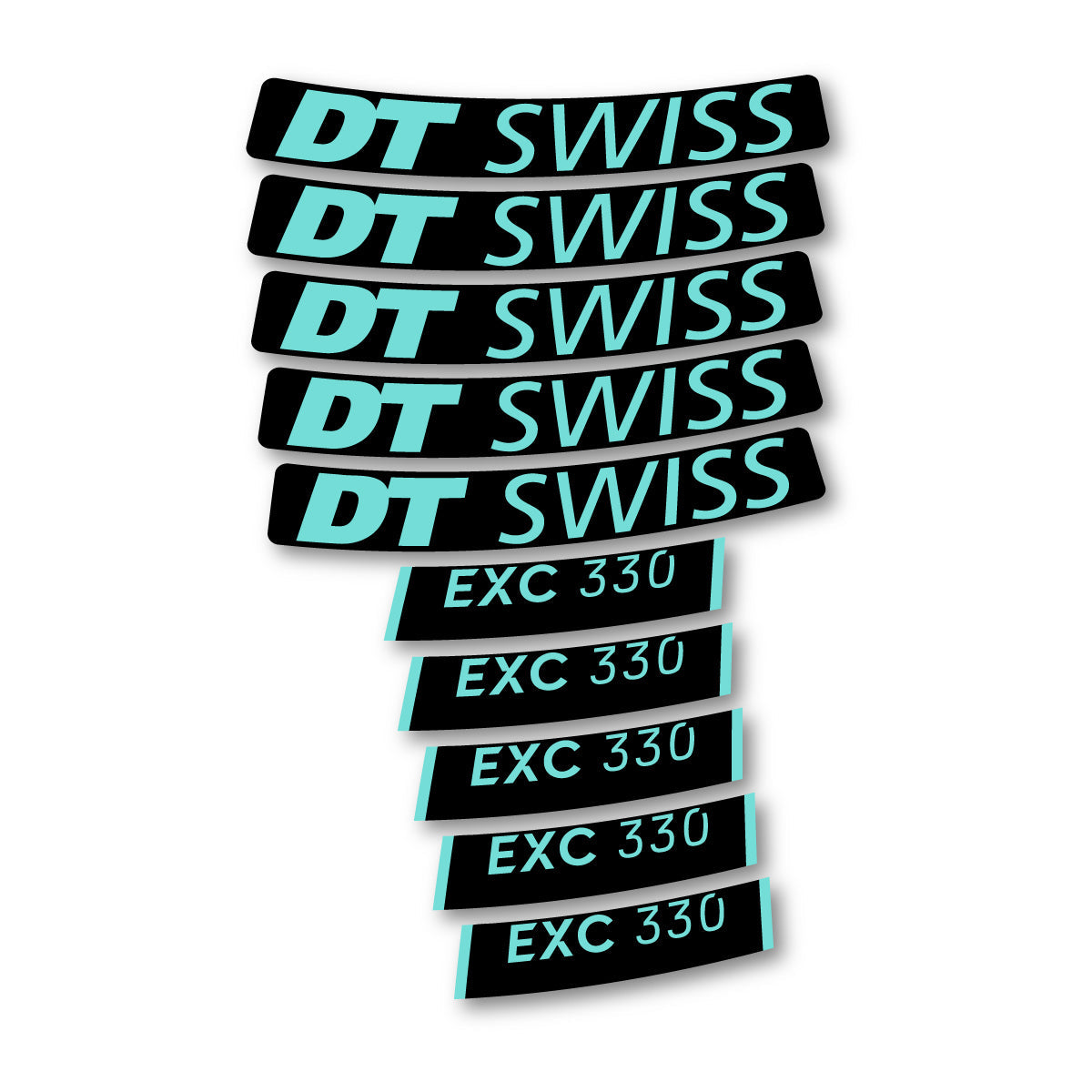 Adesivi Cerchi Bici DT Swiss EXC 330 2023-2026 in vinile - Turchese Chiaro