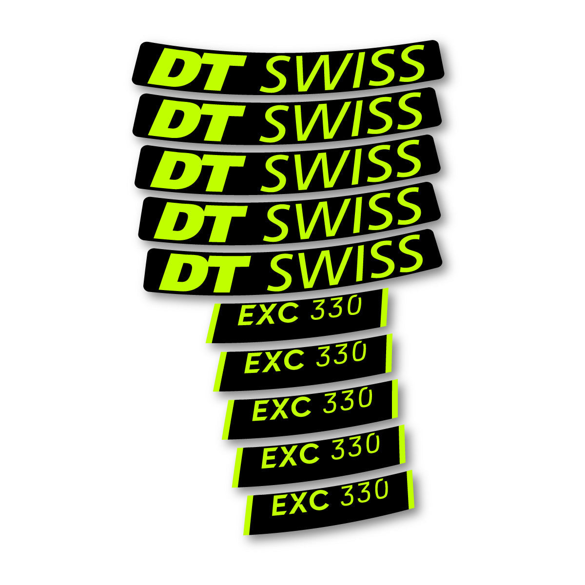 Adesivi Cerchi Bici DT Swiss EXC 330 2023-2026 in vinile - Verde Lime Fluo