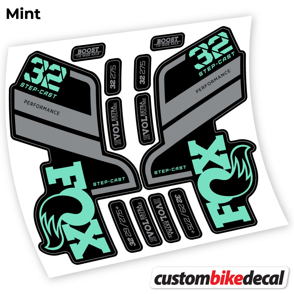 Adesivi Forcella Fox 32 SC Performance Step Cast 2021 in vinile - Verde Menta