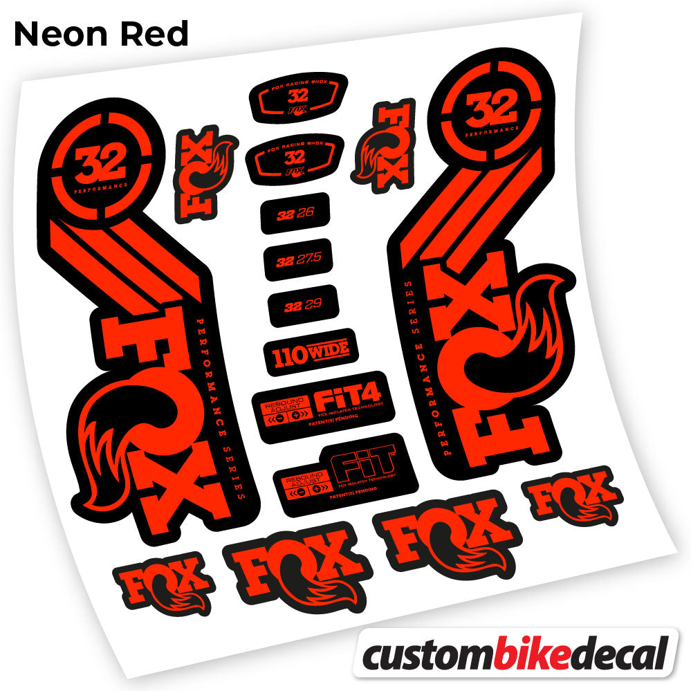 Adesivi Forcella Fox 32 Performance 2016 in vinile - Rosso Neon