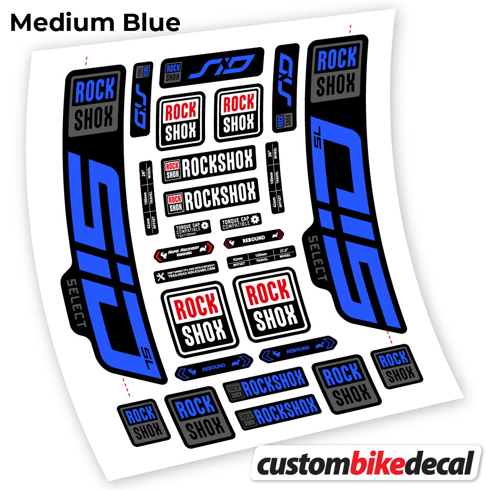 Adesivi Forcella Rock Shox Sid Select SL 2021 29" in vinile - Blu Medio