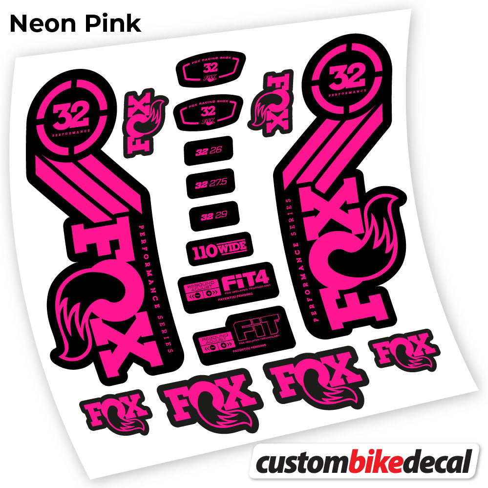 Adesivi Forcella Fox 32 Performance 2016 in vinile - Rosa Neon