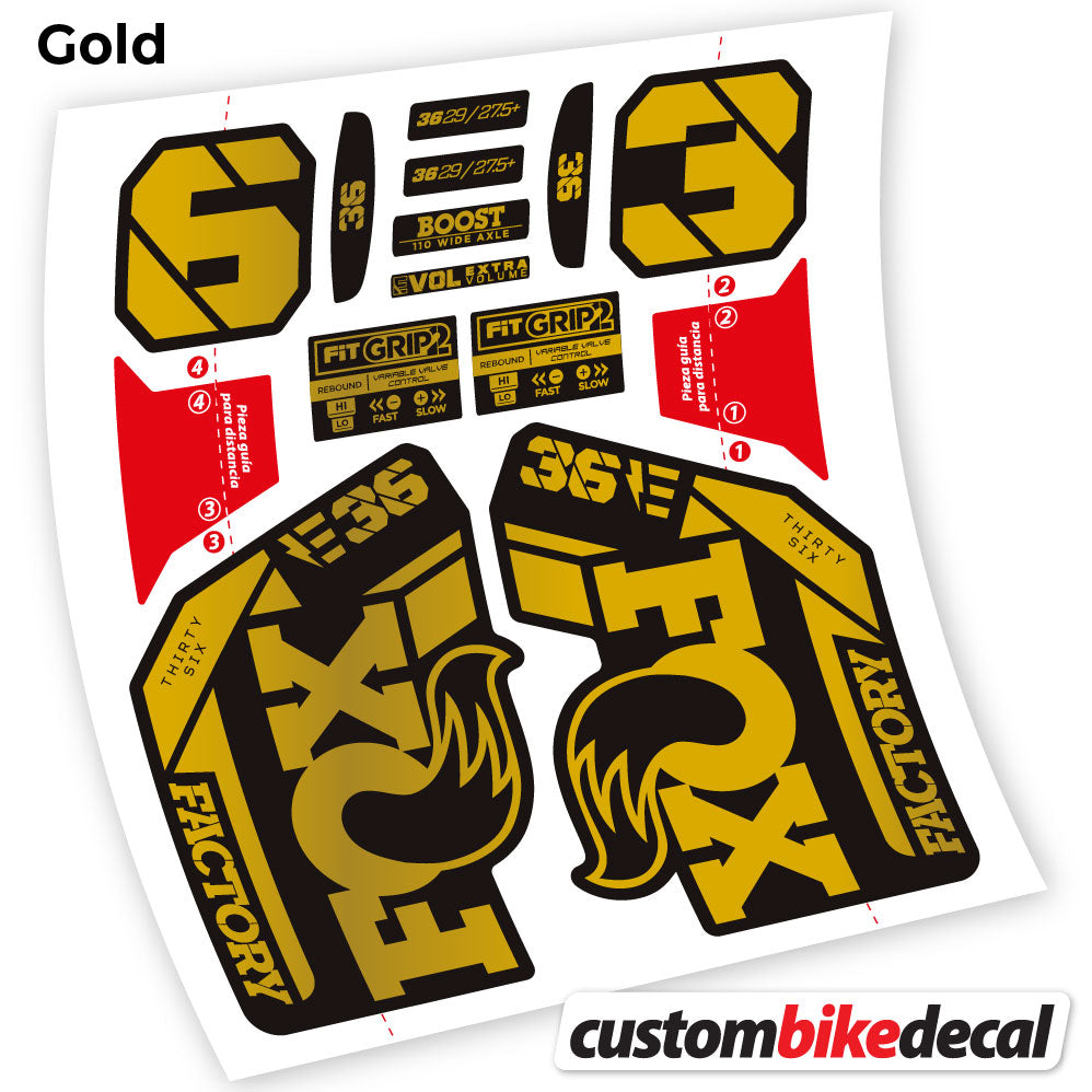 Adesivi Forcella Fox E-Bike Factory 2021 in vinile - Oro