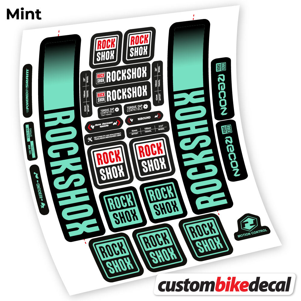 Adesivi Forcella Rock Shox Recon 2021 in vinile - Verde Menta