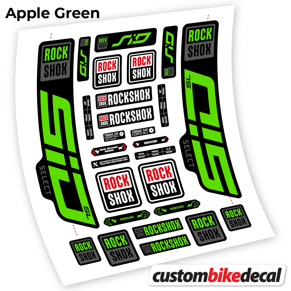 Adesivi Forcella Rock Shox Sid Select SL 2021 29" in vinile - Verde Mela