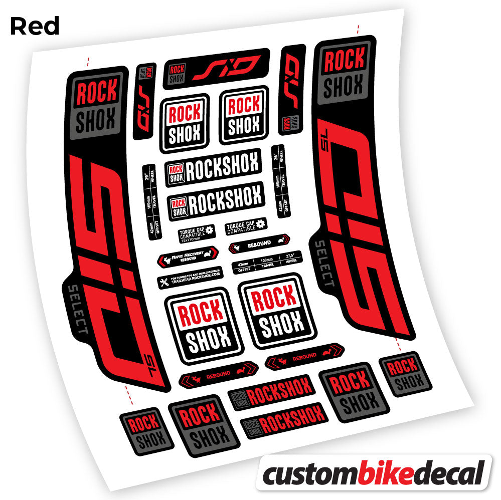 Adesivi Forcella Rock Shox Sid Select SL 2021 29" in vinile - Rosso