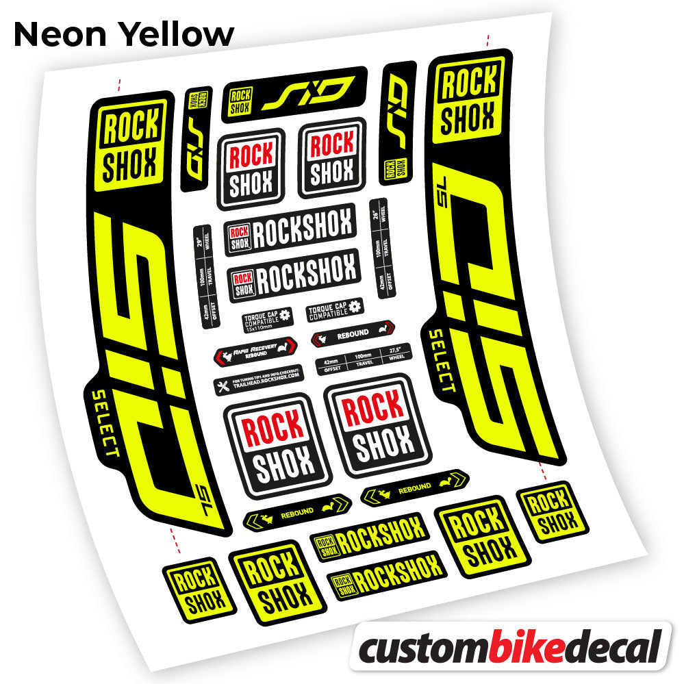 Adesivi Forcella Rock Shox Sid Select SL 2021 29" in vinile - Giallo Neon
