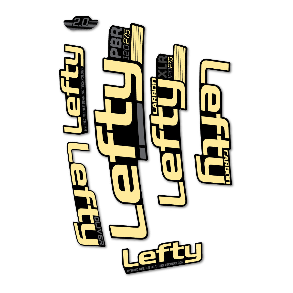 Adesivi Forcella Cannondale Lefty XLR PBR 120 2016-2017 in vinile - Crema