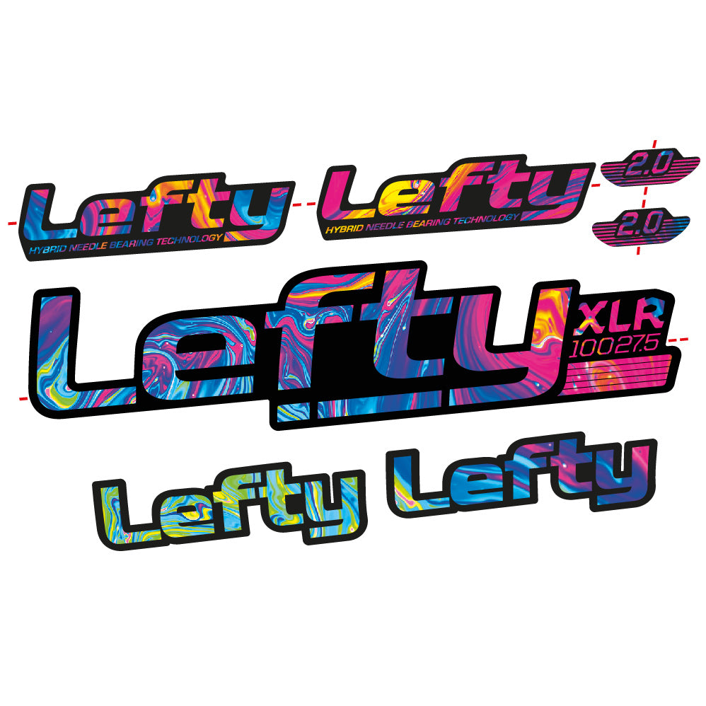 Adesivi Forcella Lefty XLR 2020 in vinile - Arcobaleno Psichedelico
