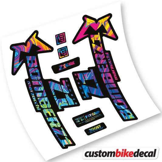 Adesivi Forcella Marzocchi Bomber Z1 2019 & 2020 in vinile - Arcobaleno Psichedelico