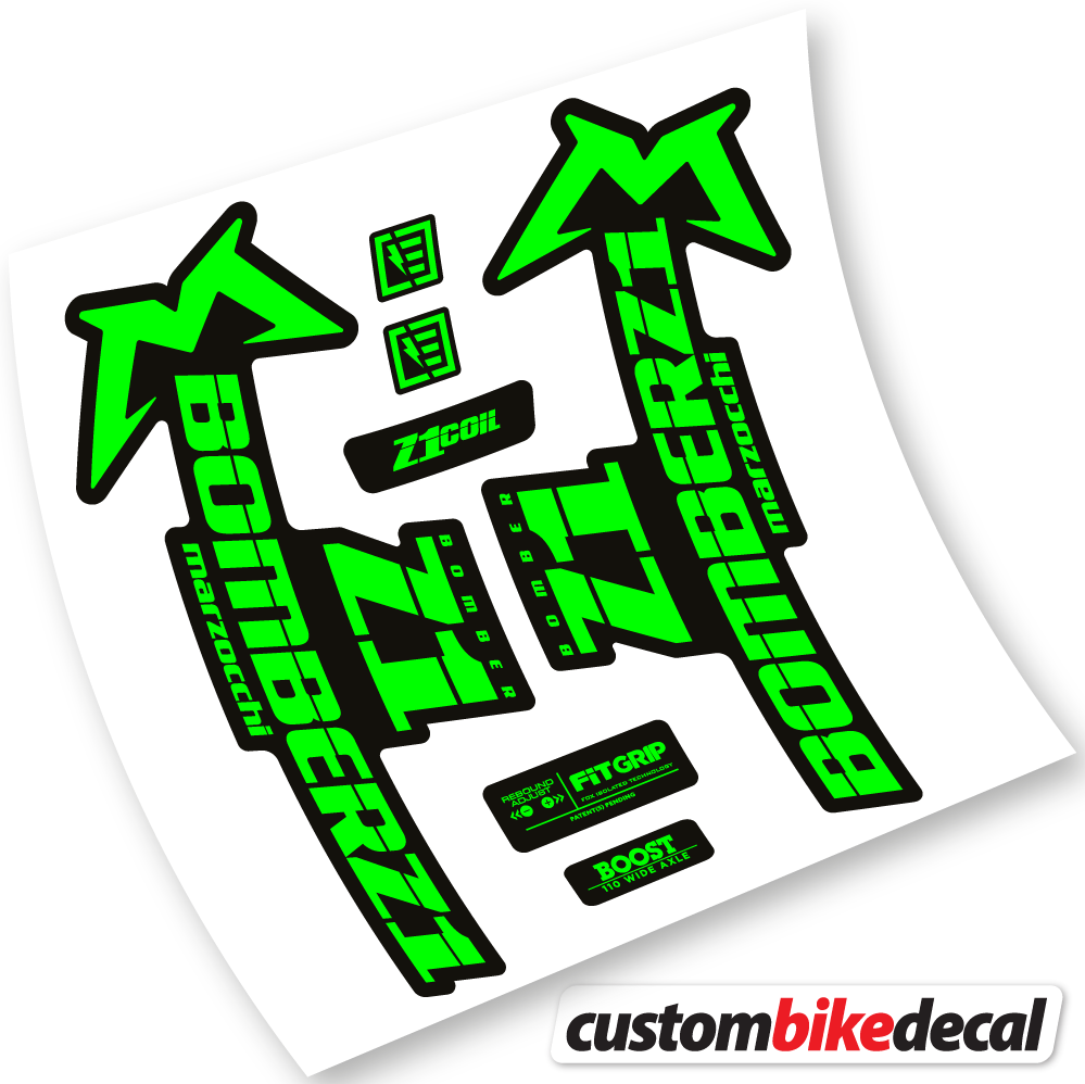 Adesivi Forcella Marzocchi Bomber Z1 2019 & 2020 in vinile - Verde Neon