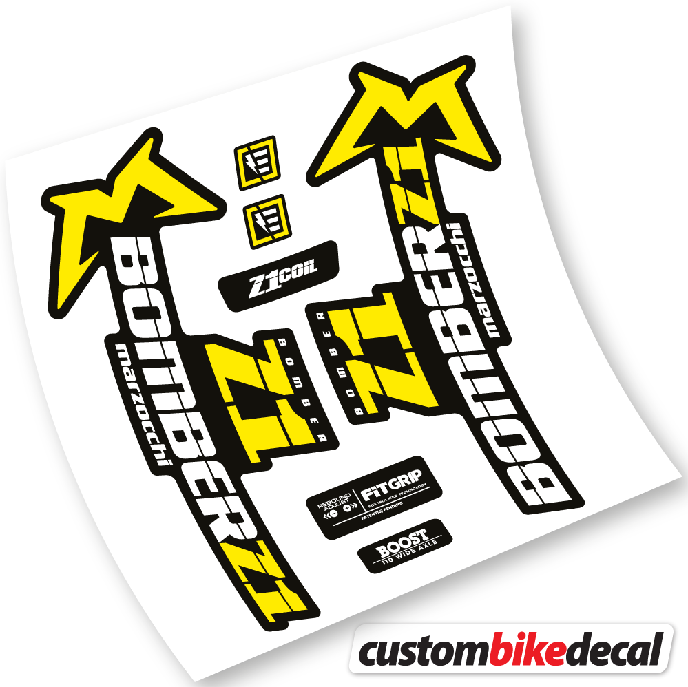 Adesivi Forcella Marzocchi Bomber Z1 2019 & 2020 in vinile - Giallo