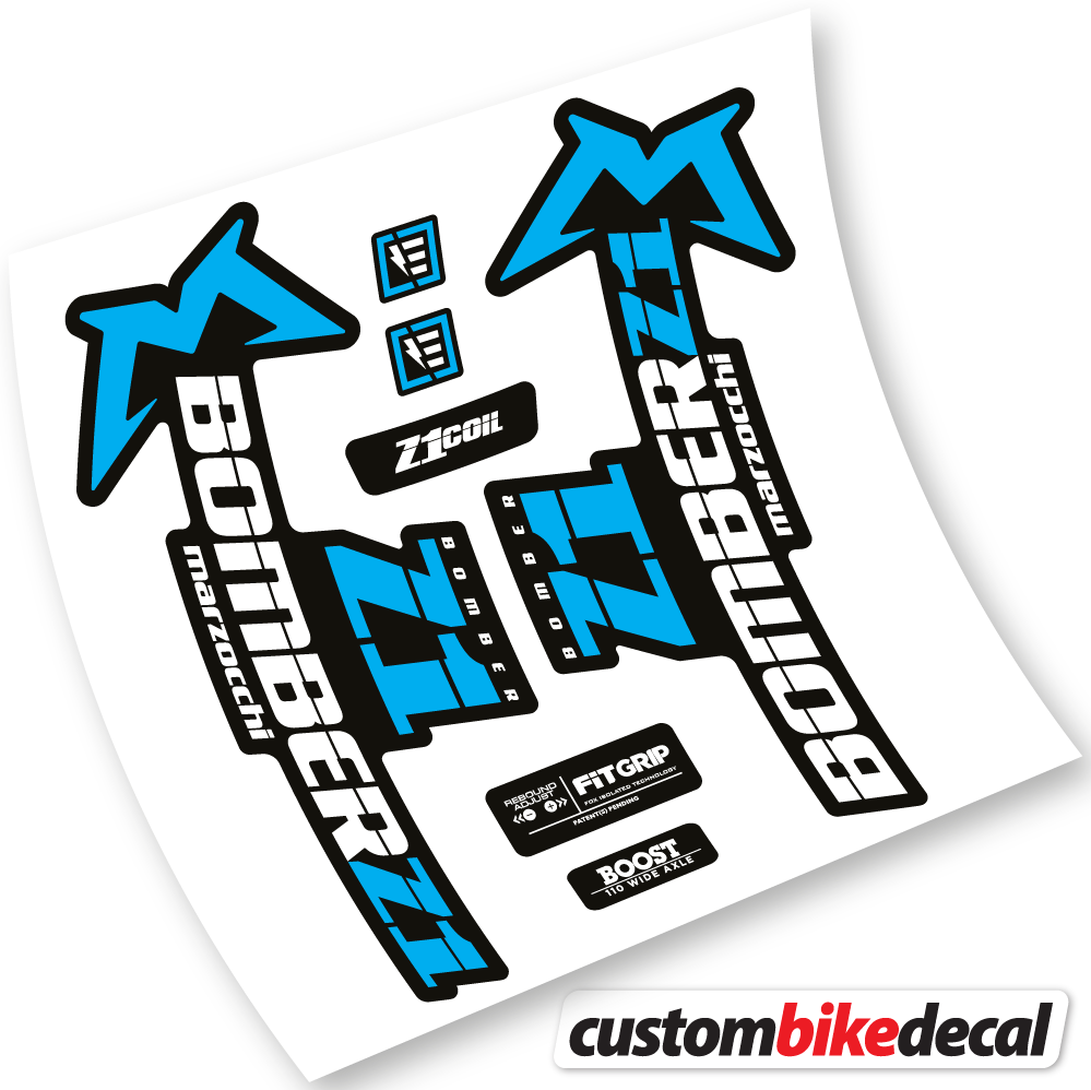 Adesivi Forcella Marzocchi Bomber Z1 2019 & 2020 in vinile - Azzurro Cielo