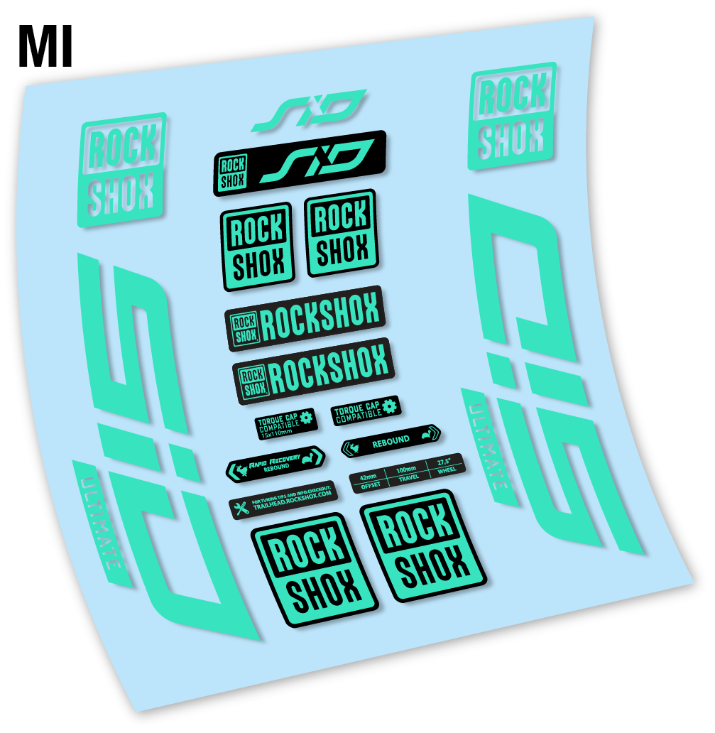 Adesivi Forcella Rock Shox Sid Ultimate 2021 27.5" in vinile - Verde Menta