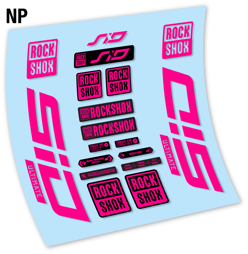 Adesivi Forcella Rock Shox Sid Ultimate 2021 27.5" in vinile - Rosa Neon