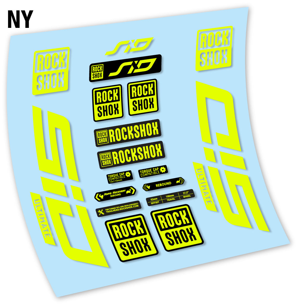 Adesivi Forcella Rock Shox Sid Ultimate 2021 27.5" in vinile - Giallo Neon
