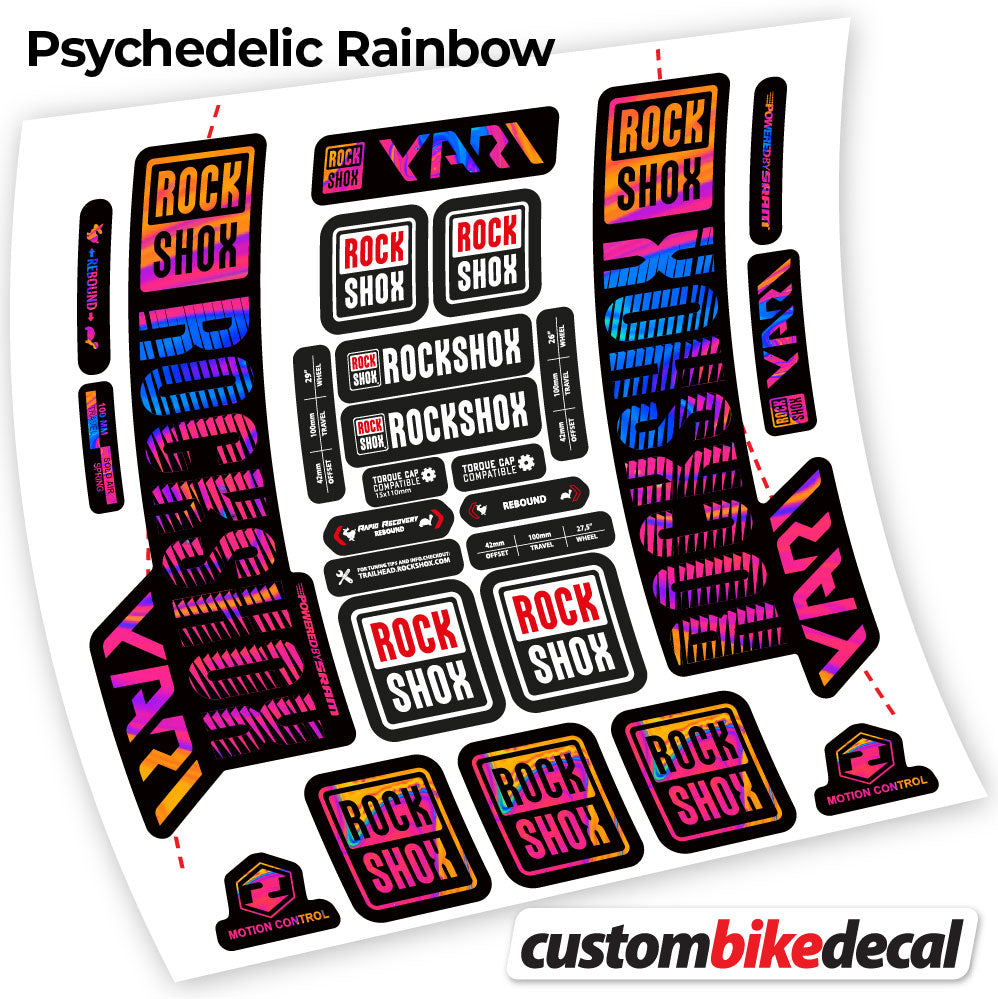 Adesivi Forcella Rock Shox Yari 2018 in vinile - Arcobaleno Psichedelico