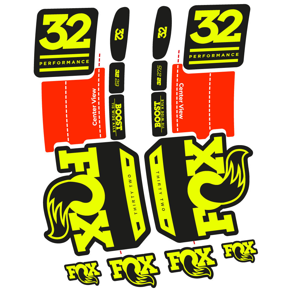 Adesivi Forcella Fox 32 Performance 2019 in vinile - Giallo Neon