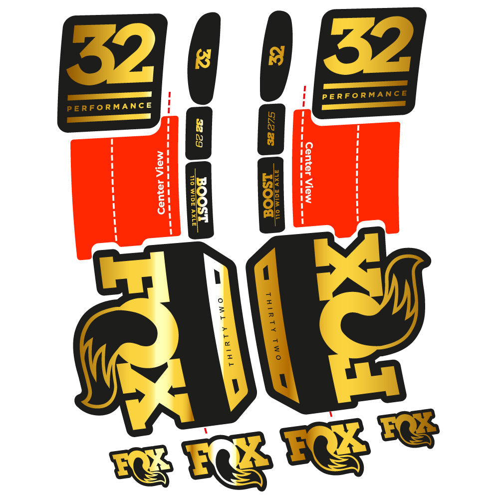 Adesivi Forcella Fox 32 Performance 2019 in vinile - Oro Cromato