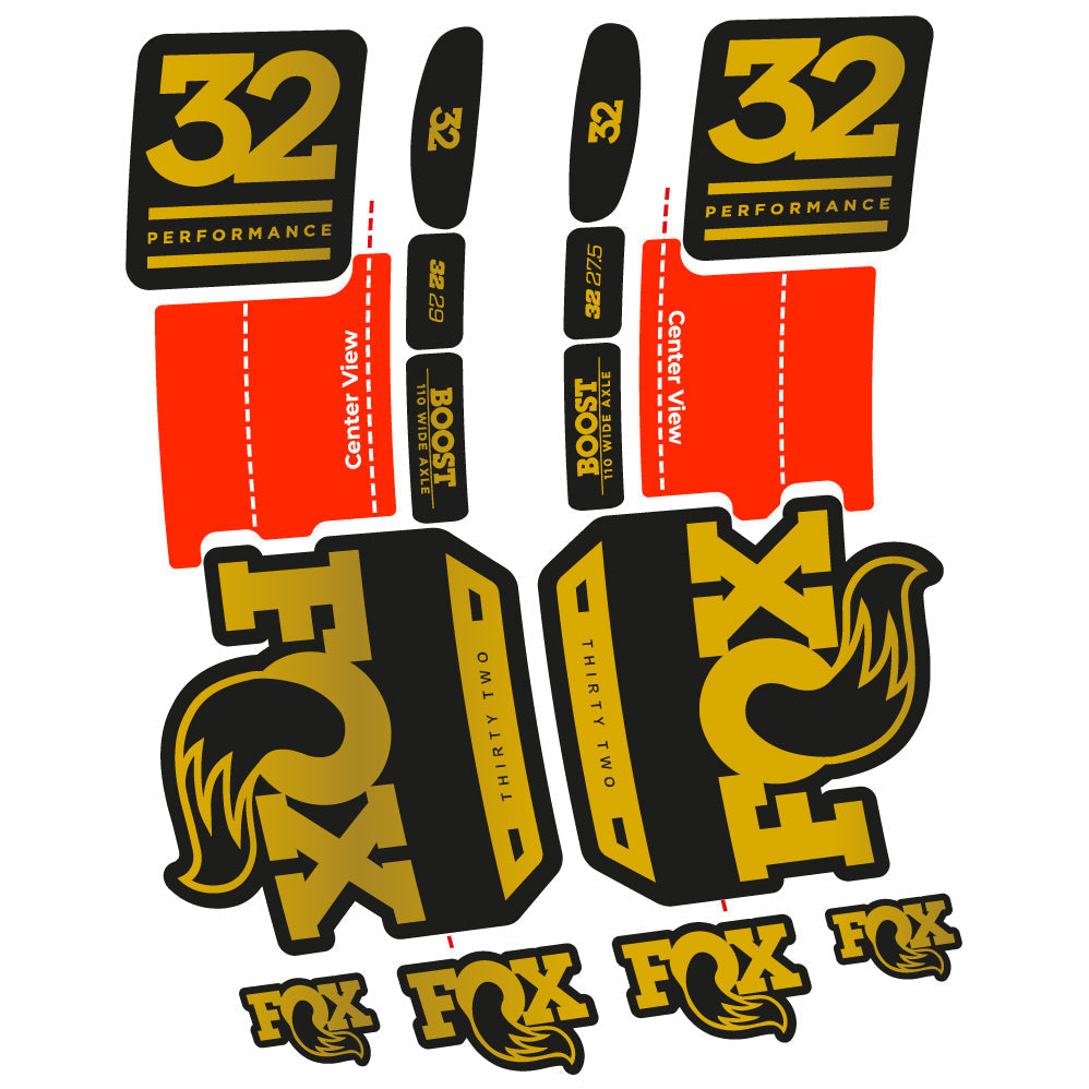 Adesivi Forcella Fox 32 Performance 2019 in vinile - Oro