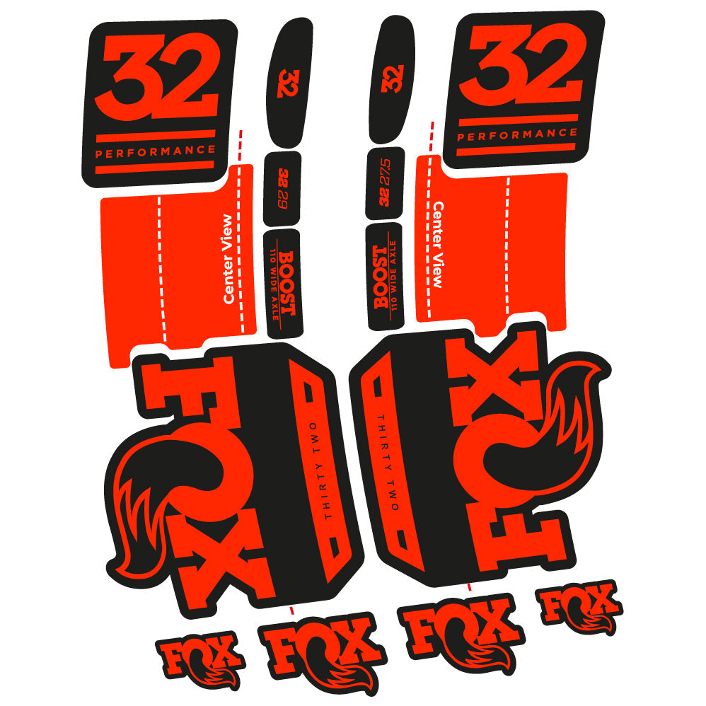 Adesivi Forcella Fox 32 Performance 2019 in vinile - Rosso Neon