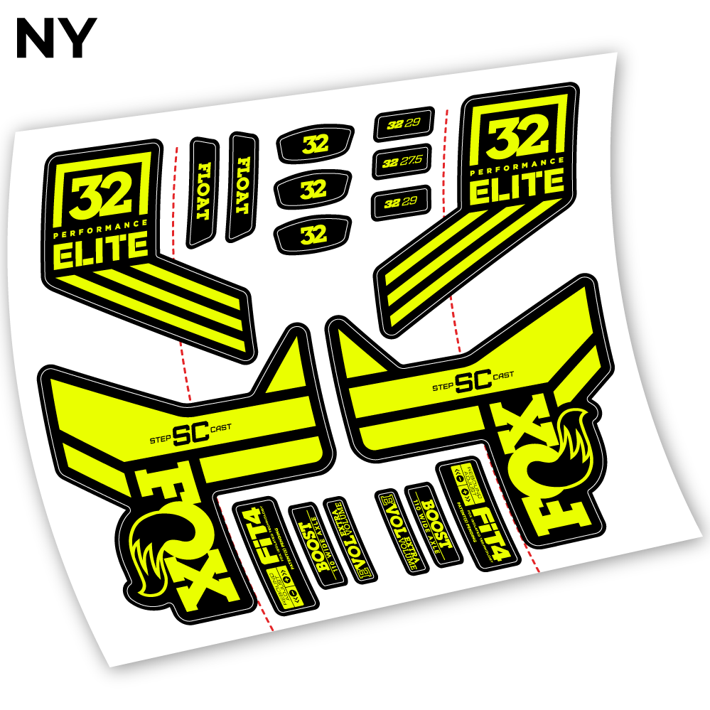 Adesivi Forcella Fox SC 32 Elite Performance 2018 in vinile - Giallo Neon