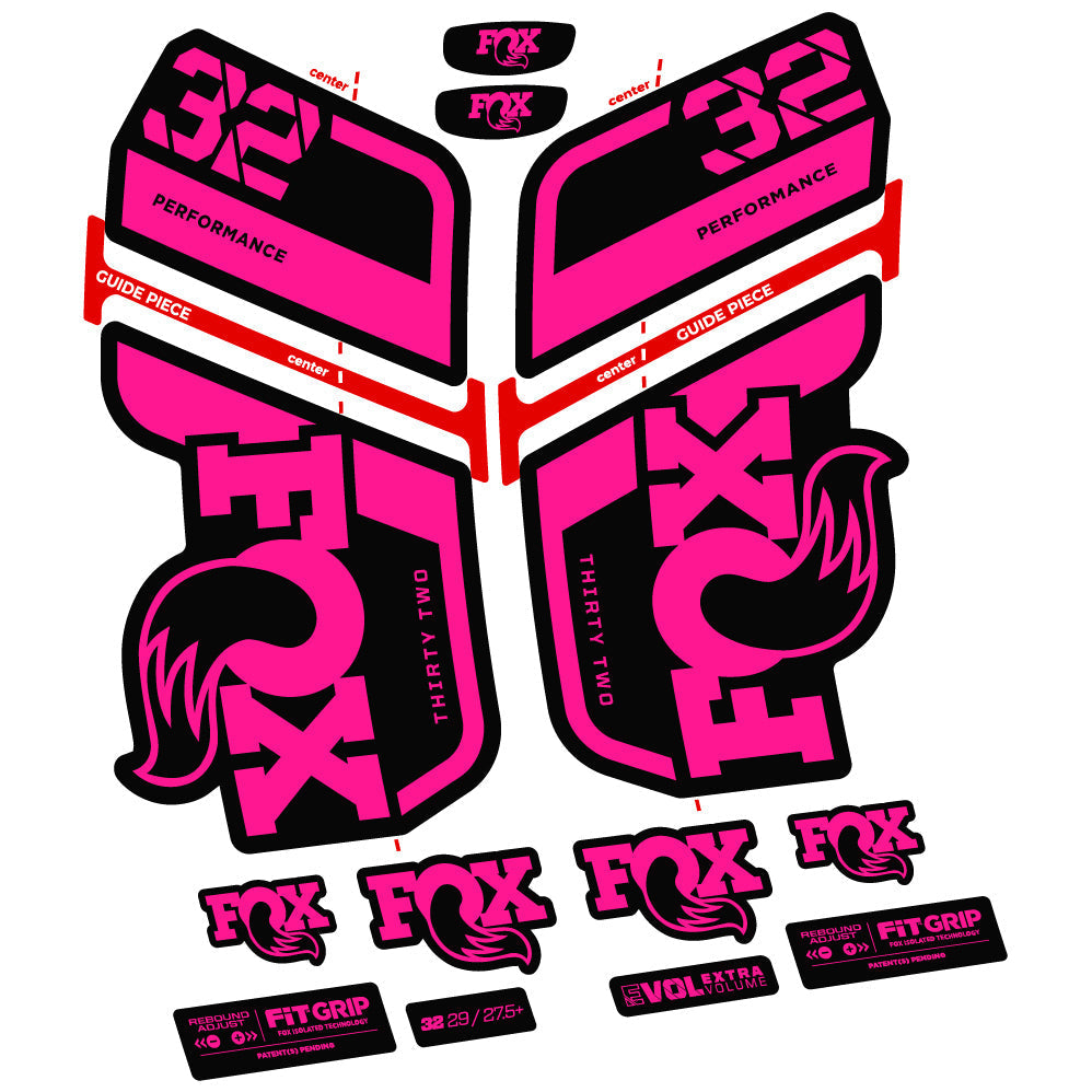Adesivi Forcella Fox 32 Performance 2022 VEC in vinile - Rosa Neon