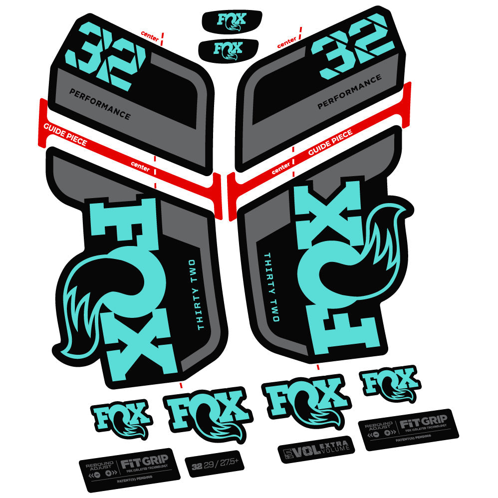 Adesivi Forcella Fox 32 Performance 2022 VEC in vinile - Verde Acqua