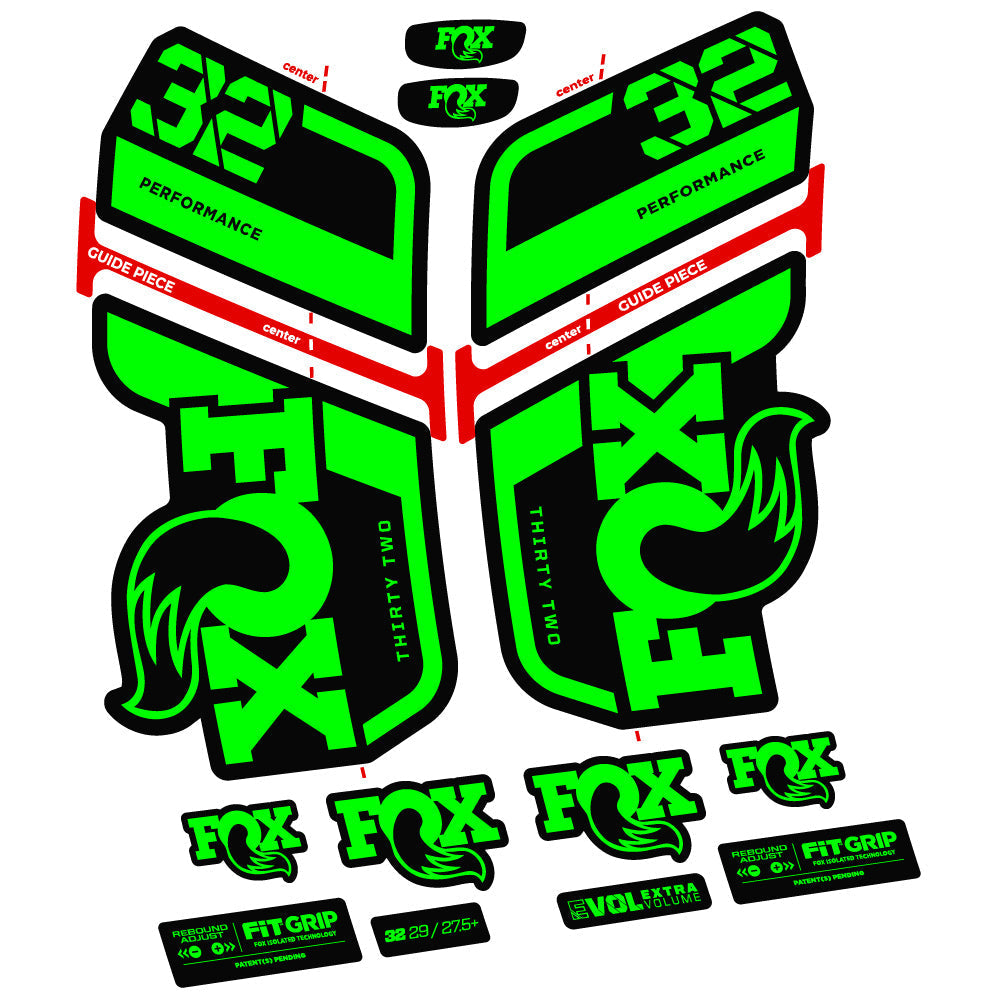 Adesivi Forcella Fox 32 Performance 2022 VEC in vinile - Verde Neon