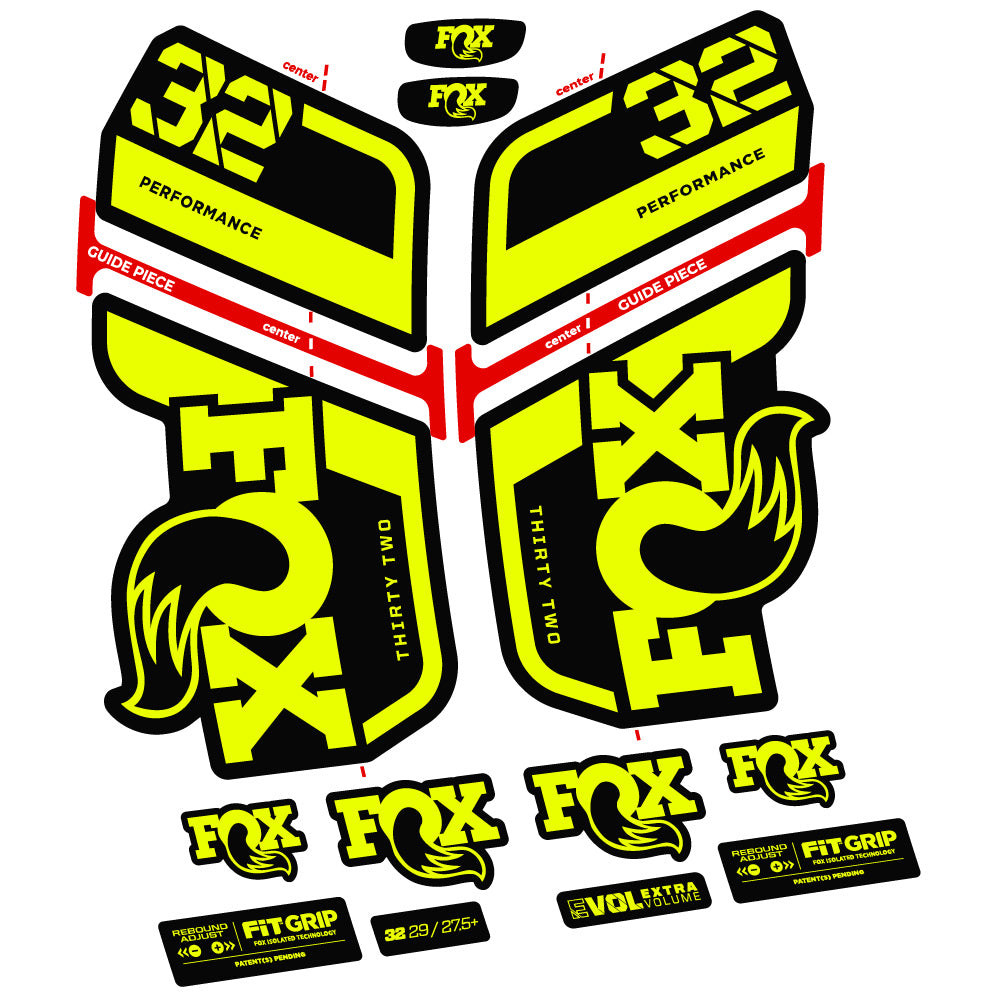 Adesivi Forcella Fox 32 Performance 2022 VEC in vinile - Giallo Neon