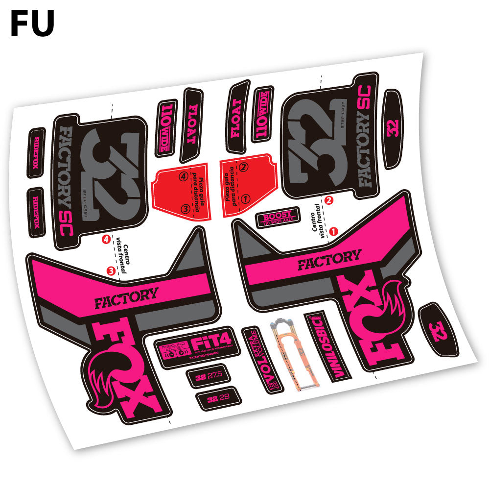 Adesivi Forcella Fox 32 2019 in vinile - Fucsia