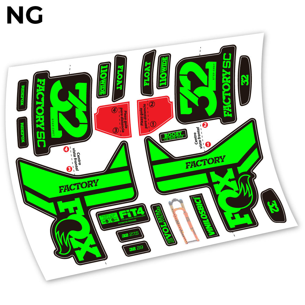 Adesivi Forcella Fox 32 2019 in vinile - Verde Neon