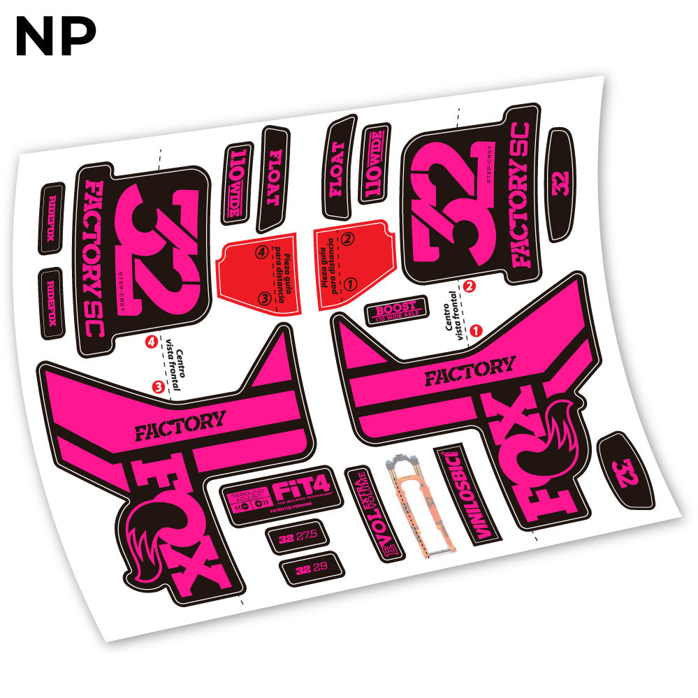 Adesivi Forcella Fox 32 2019 in vinile - Rosa Neon